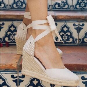 NWT Soludos Marseille Espadrille Wedge in La Concha Ivory size 5